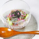 初夏野菜の揚げ浸し　キビナゴのマリネ　キャビア　ラディッシュ　穂紫蘇 茗荷　酢橘